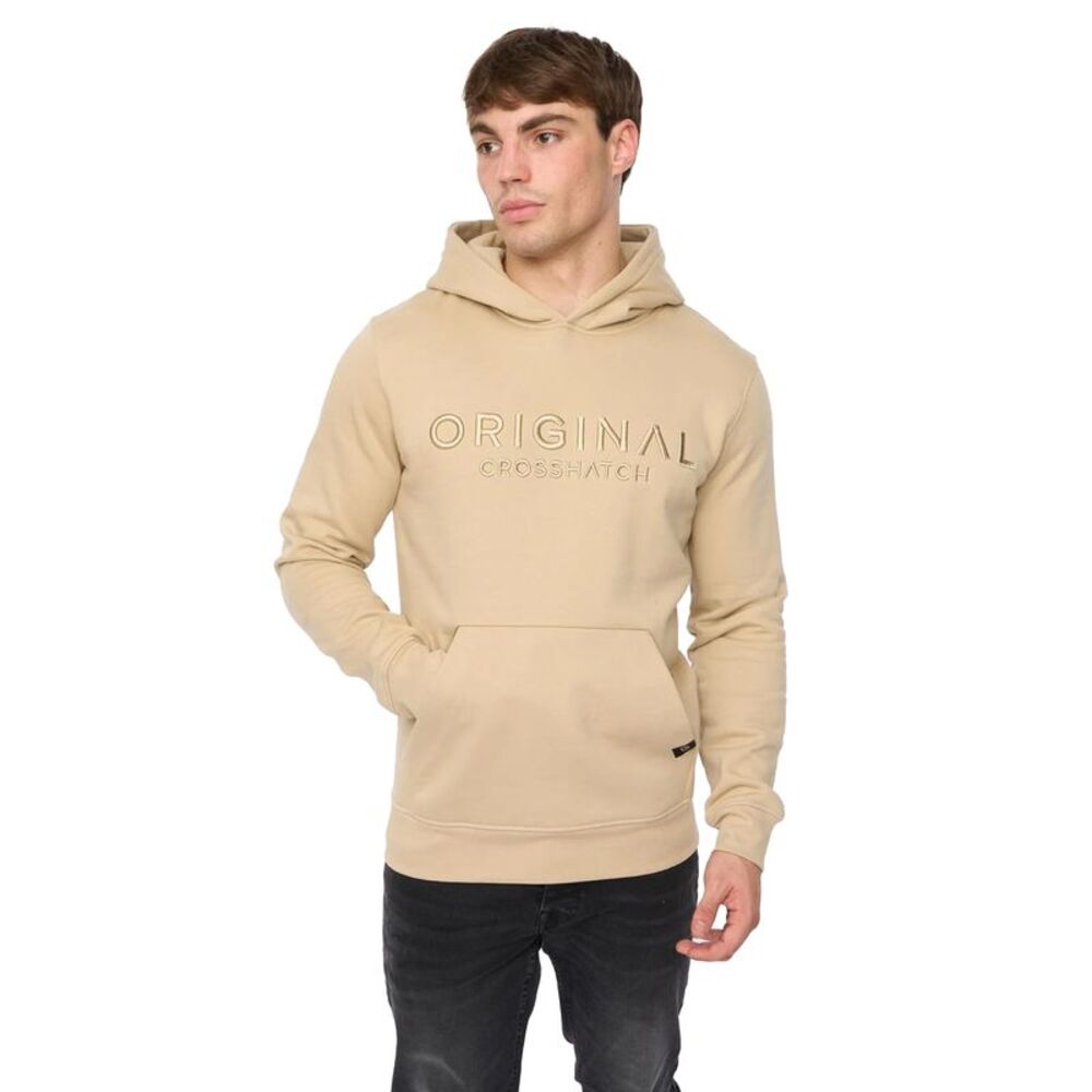 Crosshatch Mens Haromere Hoodie / Stone